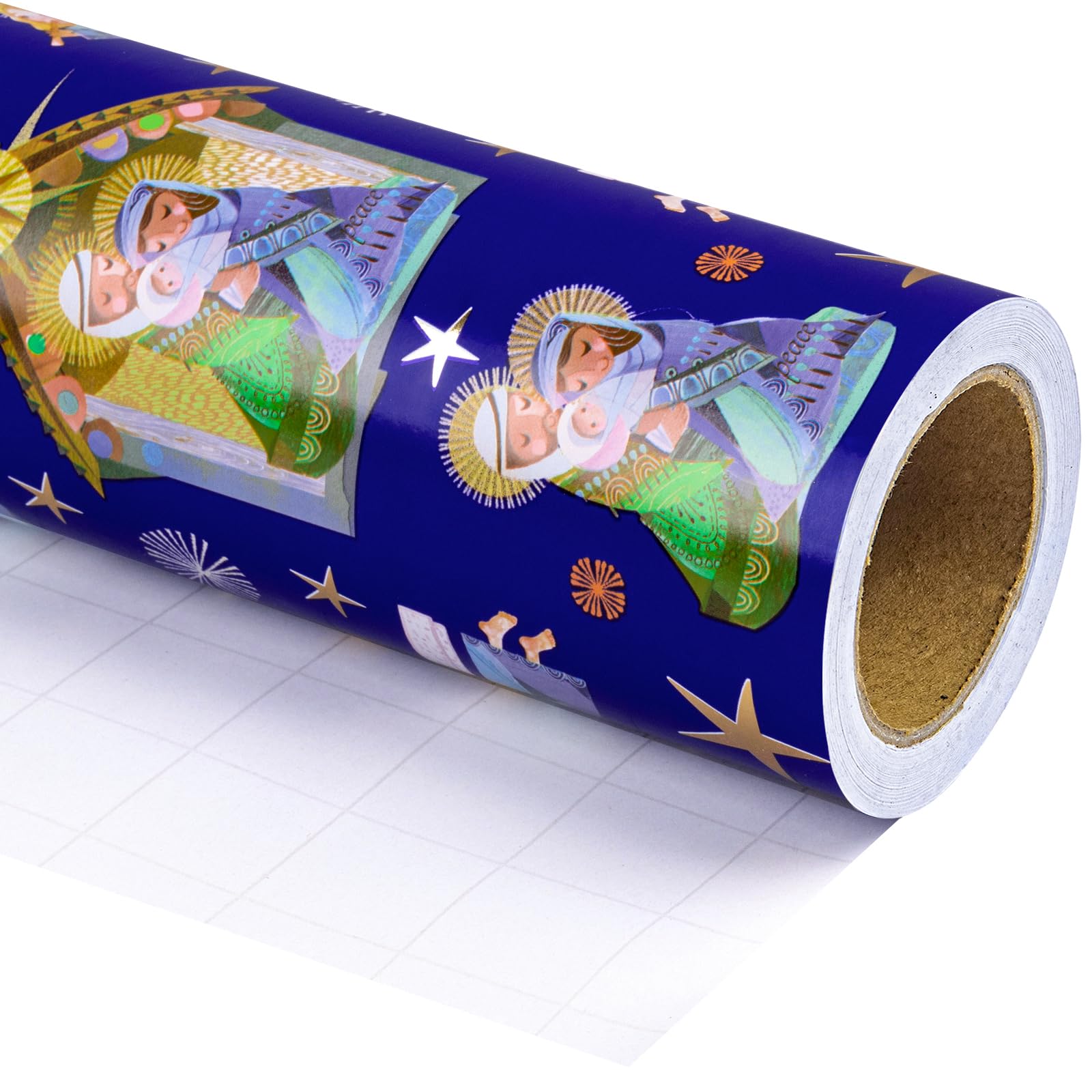 WRAPAHOLIC Christmas Wrapping Paper - Mini Roll - 17 Inch x 33 Feet - Blue Little Angel Design for Christmas, Holiday, Party Celebration