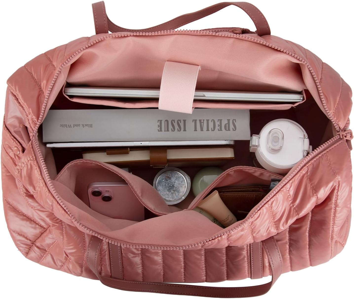 Lee Quilted Travel Duffel Bag for Women, Large Soft Puffy Lightweight Weekender Gym Bag with Adjustable Strap Water-Resistant Overnight Carry On Bag for Trips Sport Airplane Hospital - Image 3