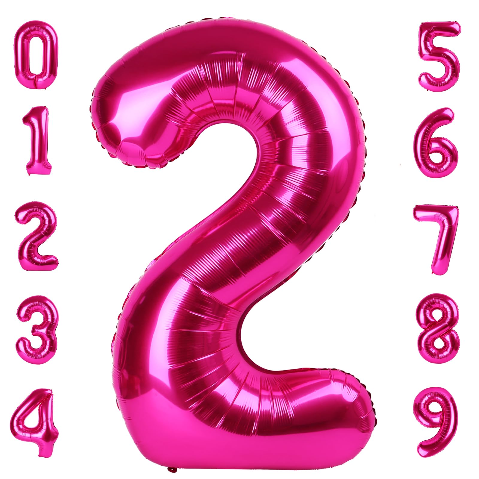Photo 1 of 2 Numbers Balloon 40 Inch Hot Pink Two Balloon Number Birthday Decor, 2nd 12 21st Party Celebration Decorations Graduations Wedding Baby Shower