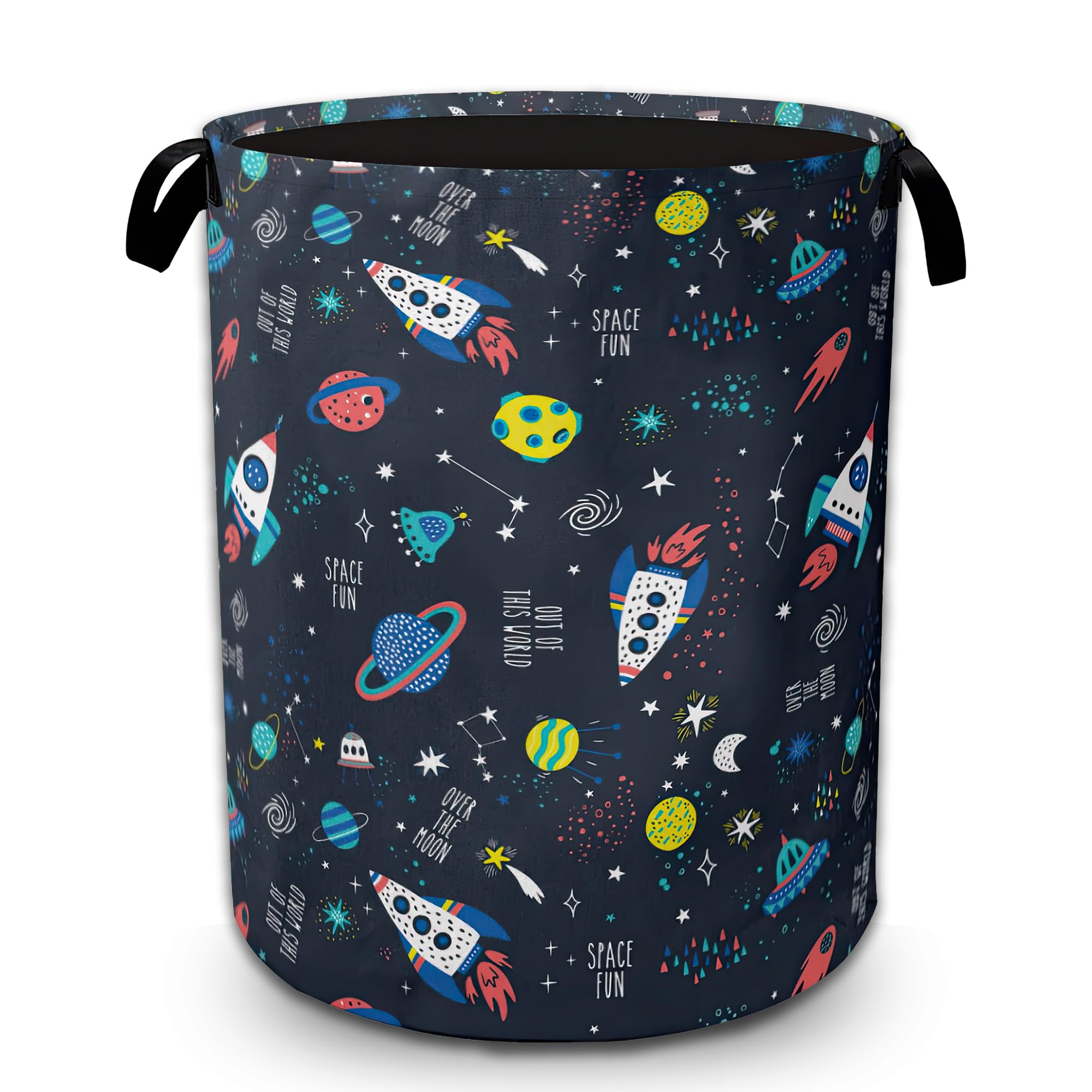 Spaceship Planet Laundry Basket Kids Laundry Hamper Toy Dirty Clothes Storage for Boys Room Decor Nursery Oxford Foldable Organizer Washing Baskets for Bedroom