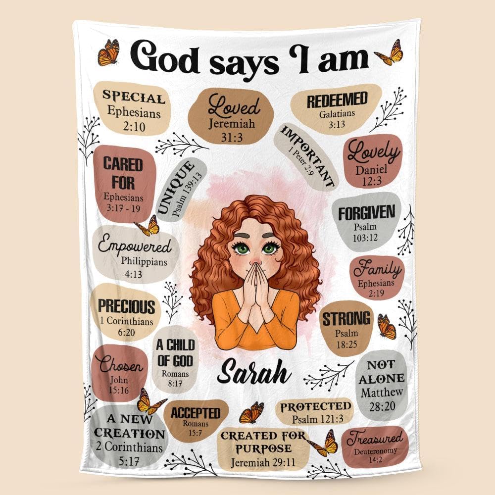 Personalized Blanket God Says I Am Meaningful Birthday Gifts, Inspirational Gifts, Positive Thinking Daily Affirmation, Mental Health Gifts for Women, Religious Gifts Bible Verse Christian Gifts