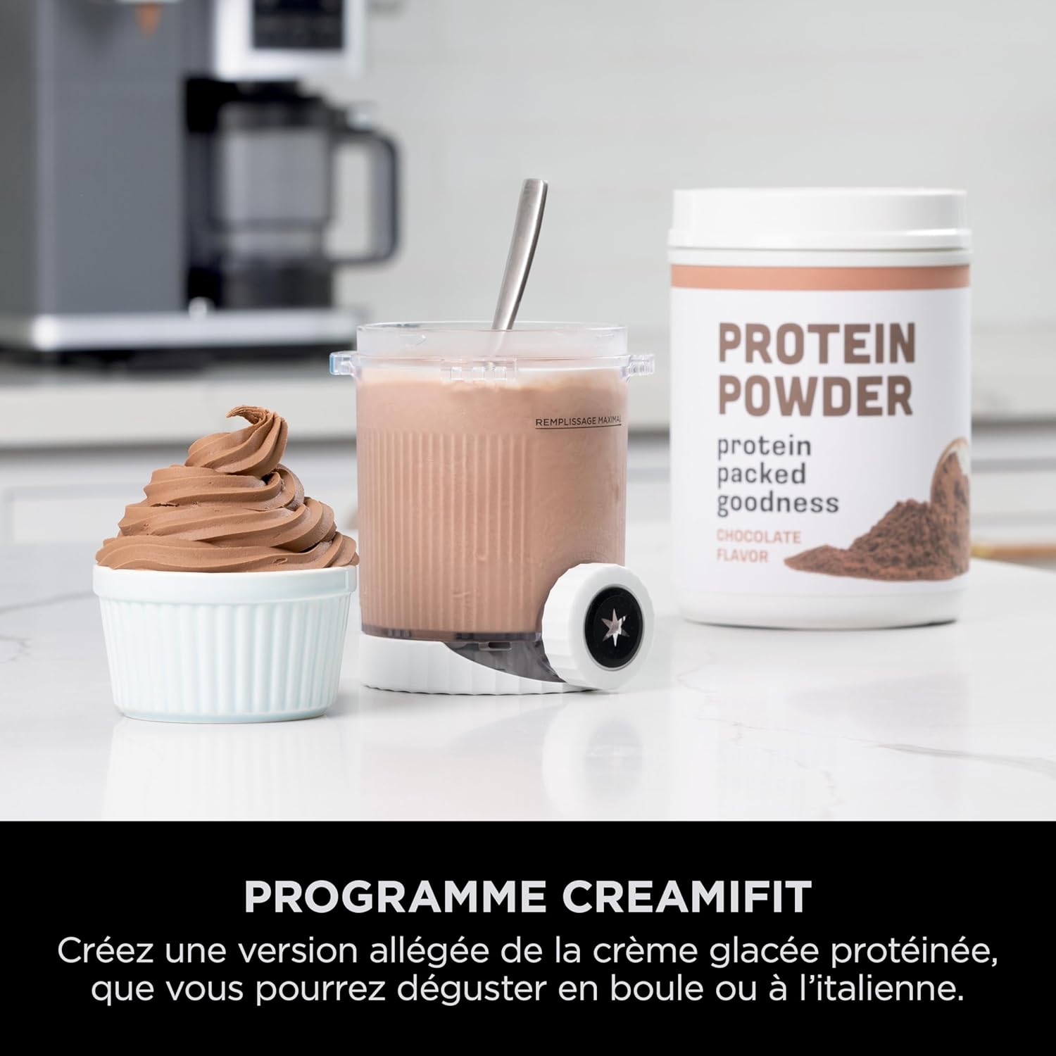 NINJA CREAMi Scoop et Swirl Machine a Glace et Sorbetière, 13 modes, Machine a glaces l’italienne Intégré, Avec 2 pots, Pièces Amovibles Lavables au Lave-Vaisselle, Gris platine NC701EU — vue 10