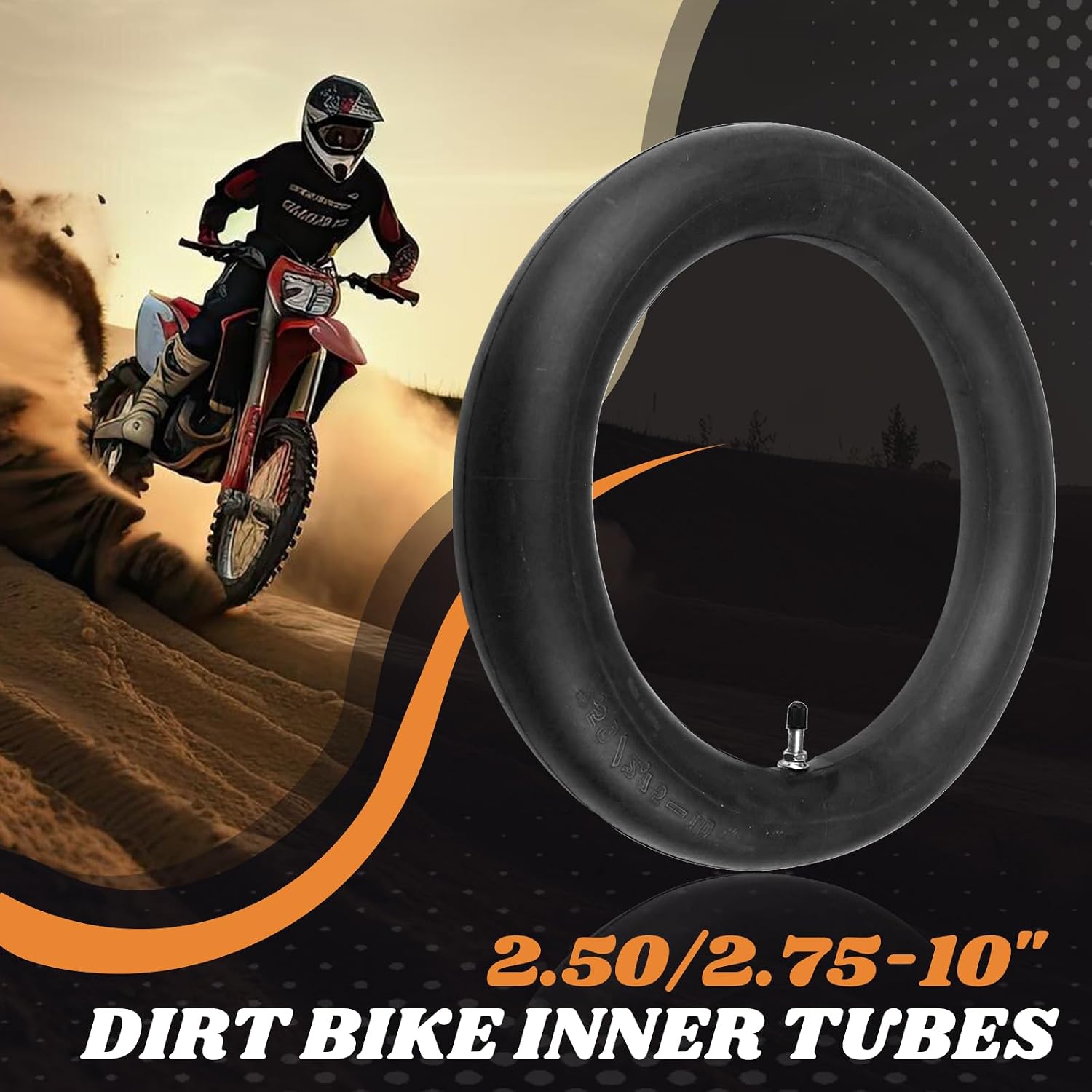 AR-PRO 2.50/2.75-10 Dirt Bike Replacement Inner Tubes Heavy Duty | Compatible with Honda Crf50 /Xr50, Razor MX650 / MX500, Suzuki DRZ70 / JR50, Yamaha PW50