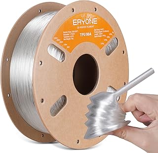 ERYONE TPU Filament 1.75mm, 3D Drucker Filament,Flexible TPU Weiches Filament, TPU 90A, Maßgenauigkeit +/- 0,03 mm, 1kg 1 Spule(2.2 lbs),Transparent