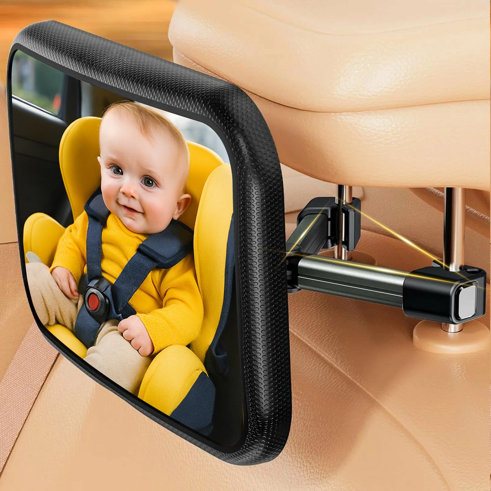 Spiegel Auto Baby Rückbank mit Hakenclip, 360° Drehbar, 100 % Bruchsicher, Verstellbarer Rücksitzspiegel für Babys & Kinder, Klare Sicht, Einfache Montage, Autospiegel Zubehör