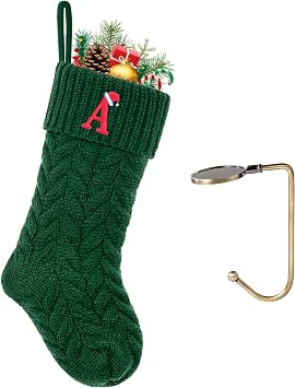 Initial Christmas Stockings,Monogram Letter Stocking Knit Family Stockings
