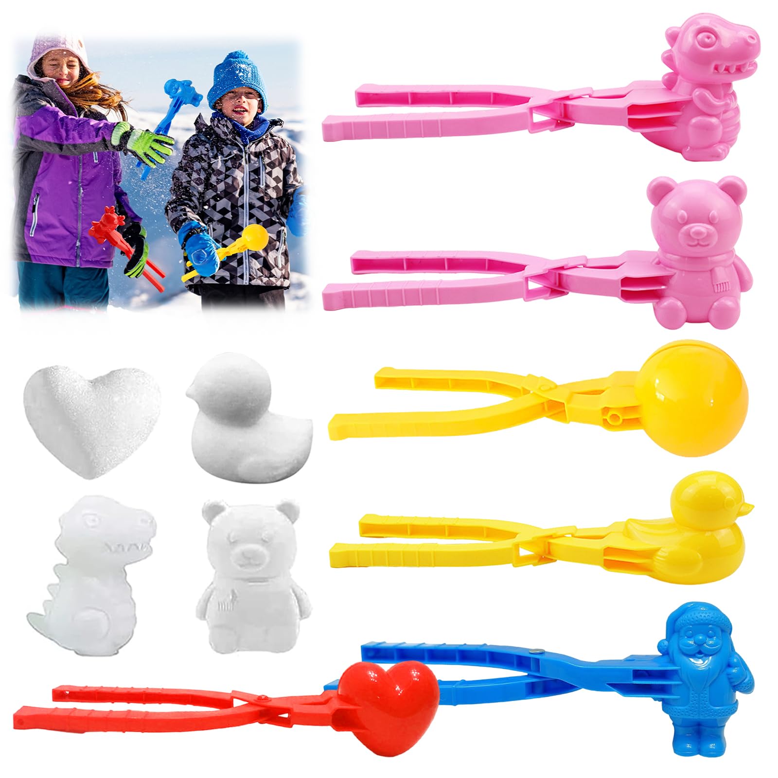8 Stampini Per Palle Di Neve – Forme Di Animali E Cuori – Gioco Invernale Per Bambini - 3