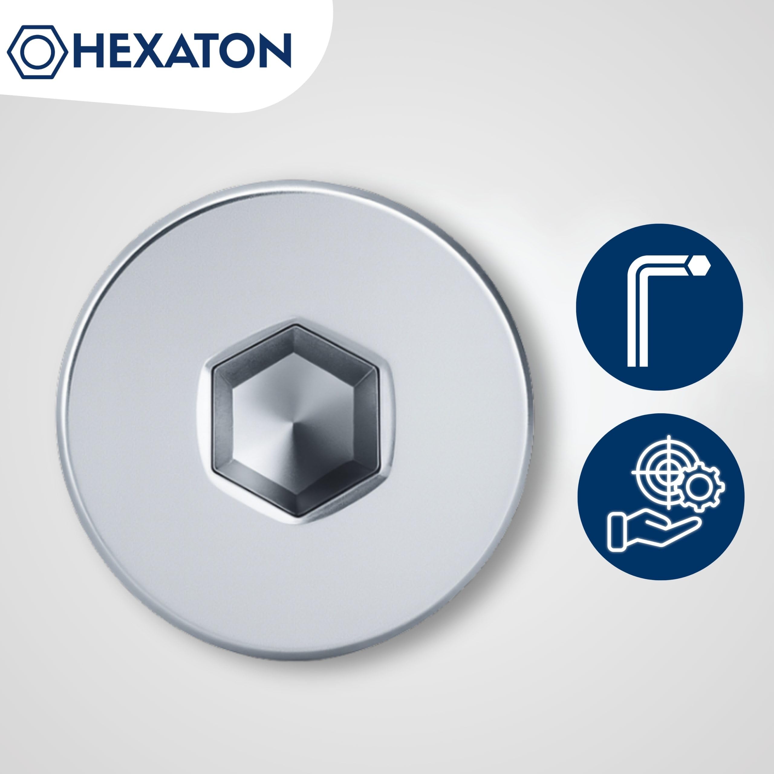 HEXATON Tornillos Avellanados - M6 x 18 mm - 100 Piezas - Cabeza Plana y Hexágono Interior - Rosca Métrica Completa - Acero Galvanizado