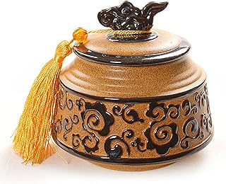 Barattoli Contenitori caffè Porta Sale Zucchero in Ceramica, Contenitore Alimenti con Coperchio Ermetico Vasetti Spezie Piccoli retrò Senza BPA per Casa Cucina Conservazione Alimenti, 500ml, Marrone