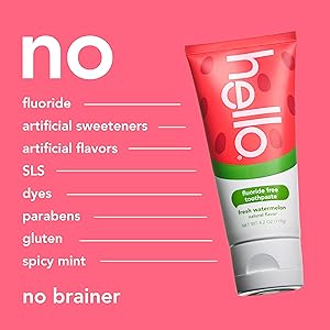 Hello Fresh Watermelon Fluoride Free Kids Toothpaste, 4.2 Oz Tube (Pack of 3)