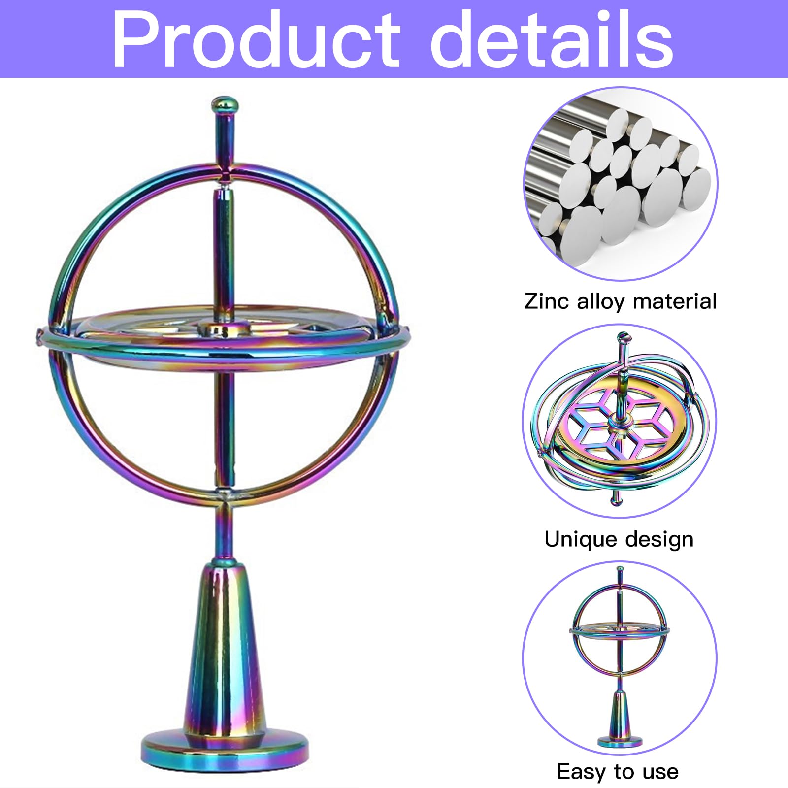 Hosuho Gyroscope Rotating Magnetic Decoration Desktop Drops Spiner Toys Gifts No Base (Silver1 Hosuho Gyroscope Rotating Magnetic Decoration Desktop Drops Spiner Toys Gifts No Base (Silver1