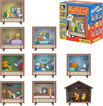 52TOYS BLINDBOX x TOM and JERRY Tom and Jerry "CLASSIC MOMENTS" Series Trading Figure Blind Box Collectible Figure Painted Gacha Gacha Desktop Decoration Figure Toy Perfect for Anime Fans, Children