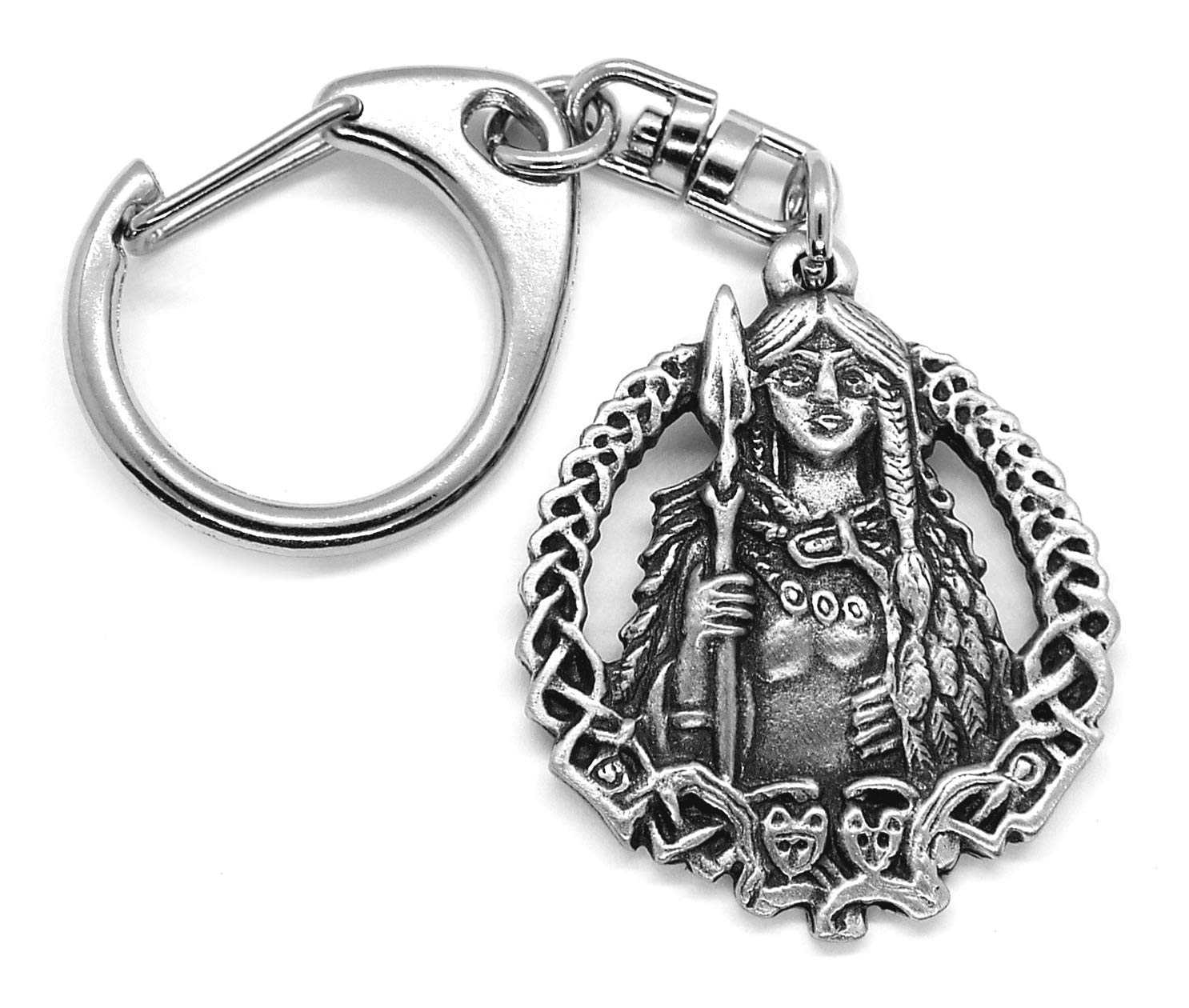Push Gate Keyring With Burplap Pouch Grey Freya Viking Push Gate Keyring With Lemon Burlap Pouch