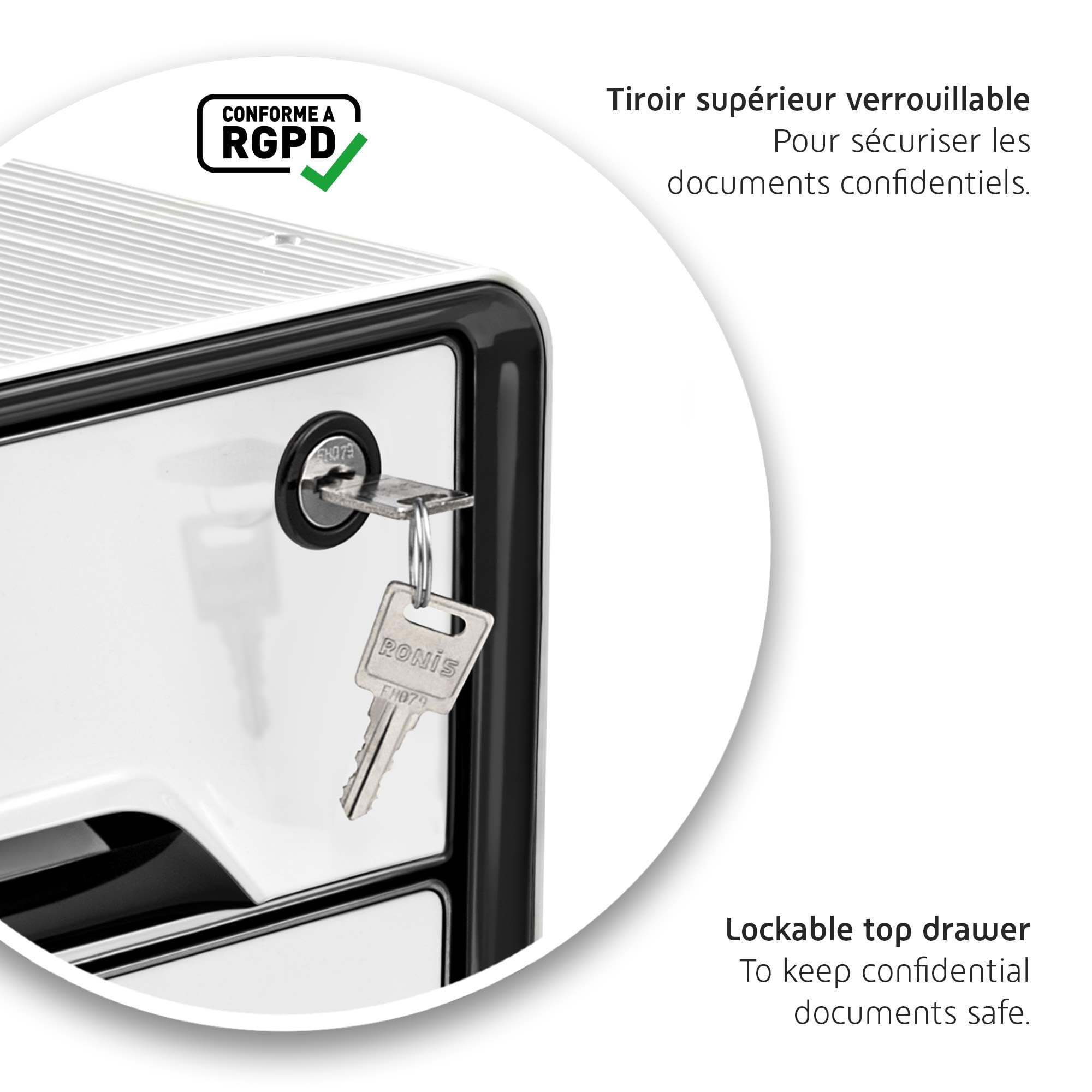 CEP - Schedario smoove Secure, 4 cassetti, bianco/nero
