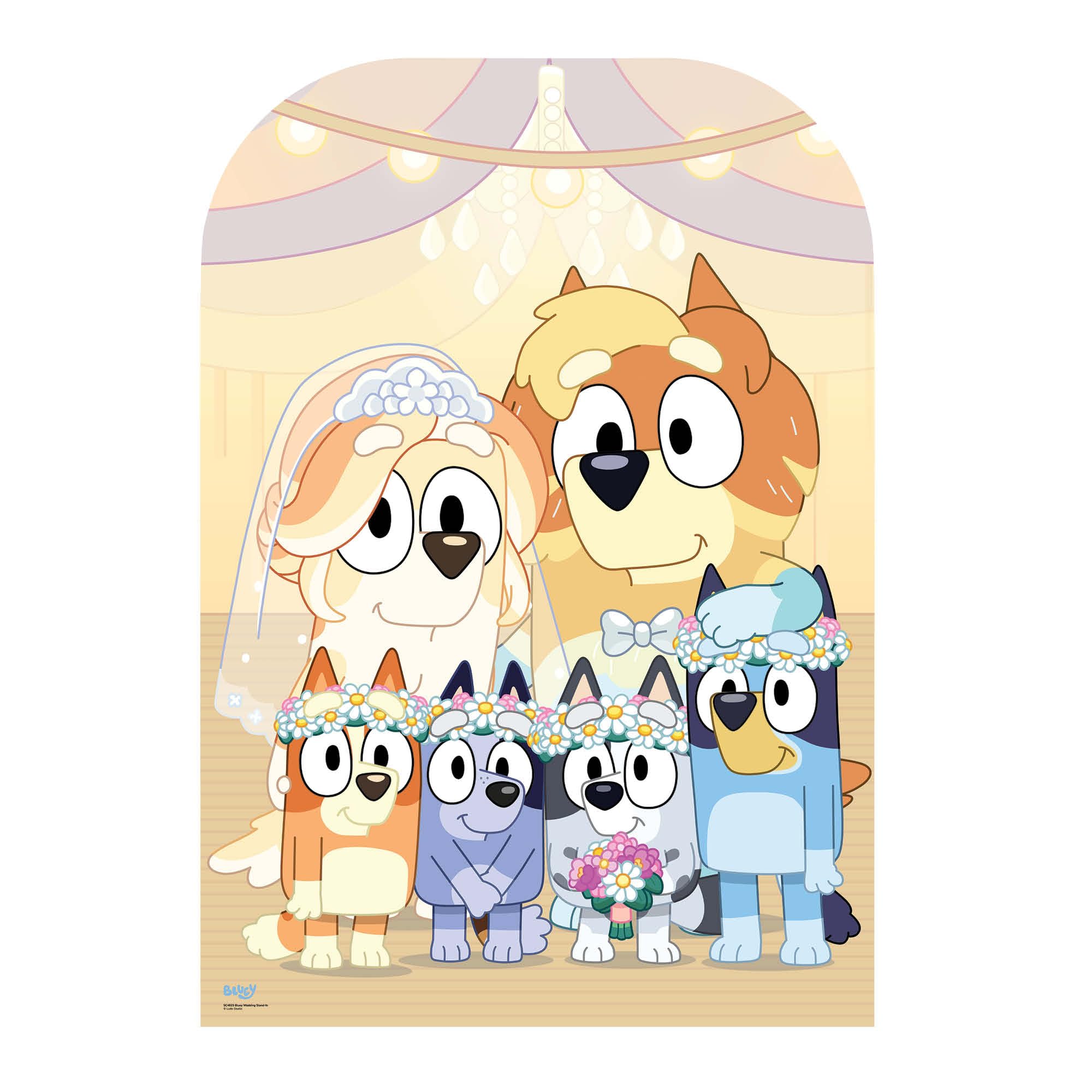 Star Cutouts SC4625 Bluey Wedding Stand-In Cardboard Cutout 131cm – Bluey Theme Party Decoration, Kids Photo Prop & Event Display