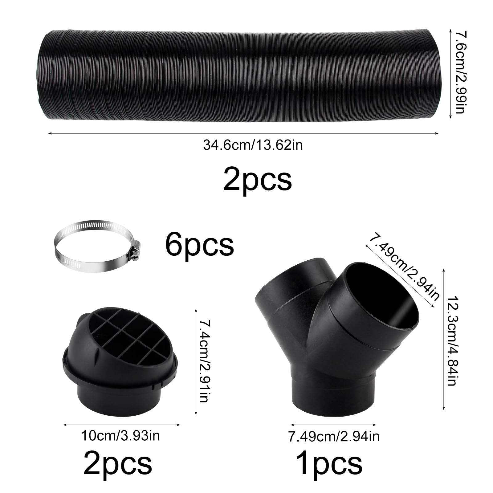 Wąż ciepłego powietrza, zestaw rur Y, ogrzewanie postojowe, wąż do ogrzewania samochodu 75 mm, rury, rury, wąż odpowietrzający, ogrzewanie postojowe, akcesoria, zestaw wylotu powietrza