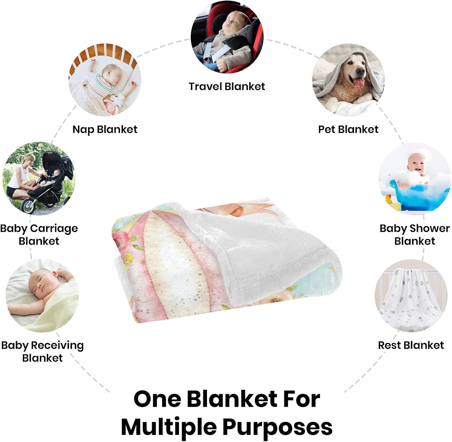 Seamaid Personalized Baby Blanket for Boys Girls Jungle Animals Customize Baby Blanket with Name Baby Items Newborn Essentials Custom Gifts for New Mom - Jungle Animal 8 50x60in