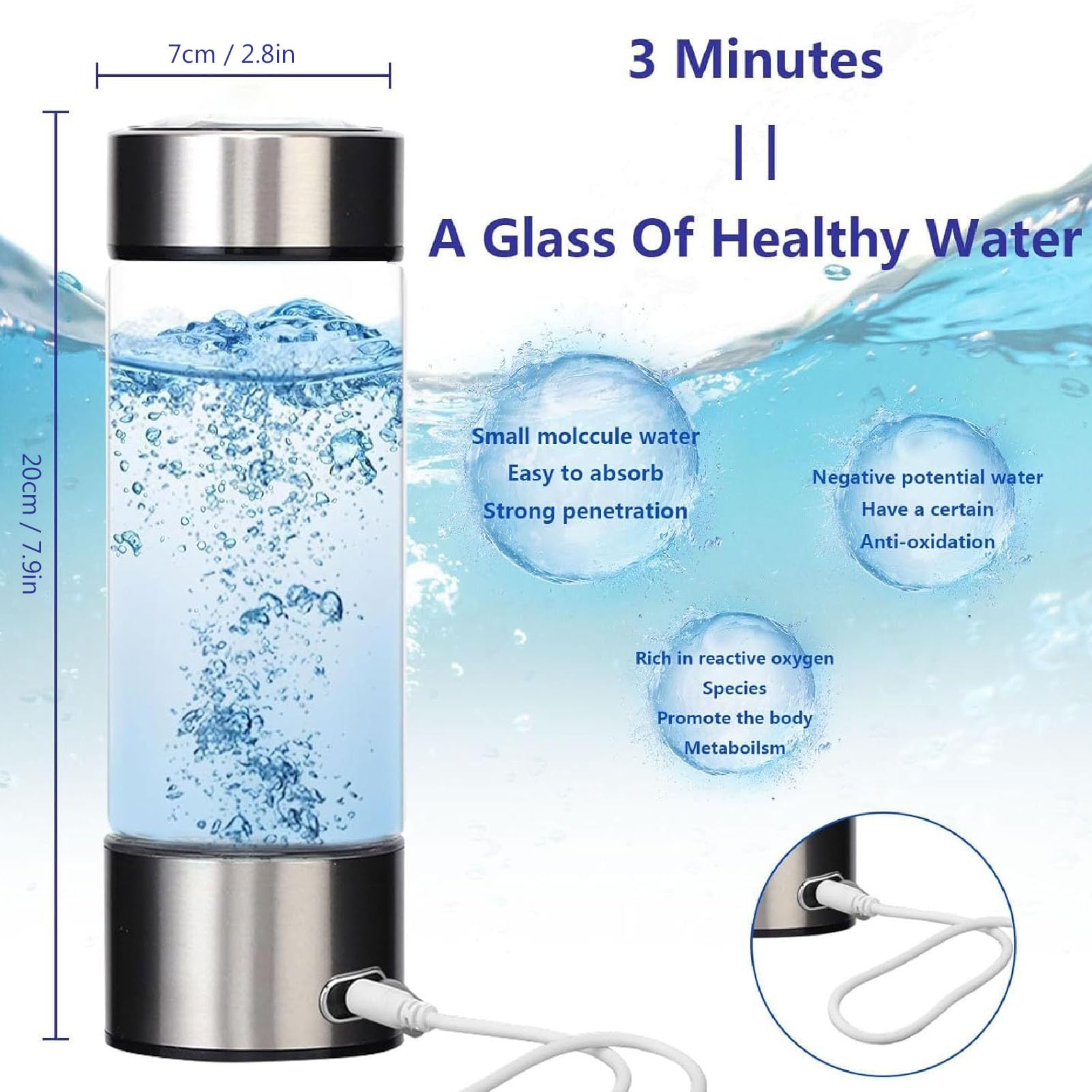 水素水ボトル Amazon｜携帯用 水素水生成器 高濃度 水素水ボトル 【3分生成