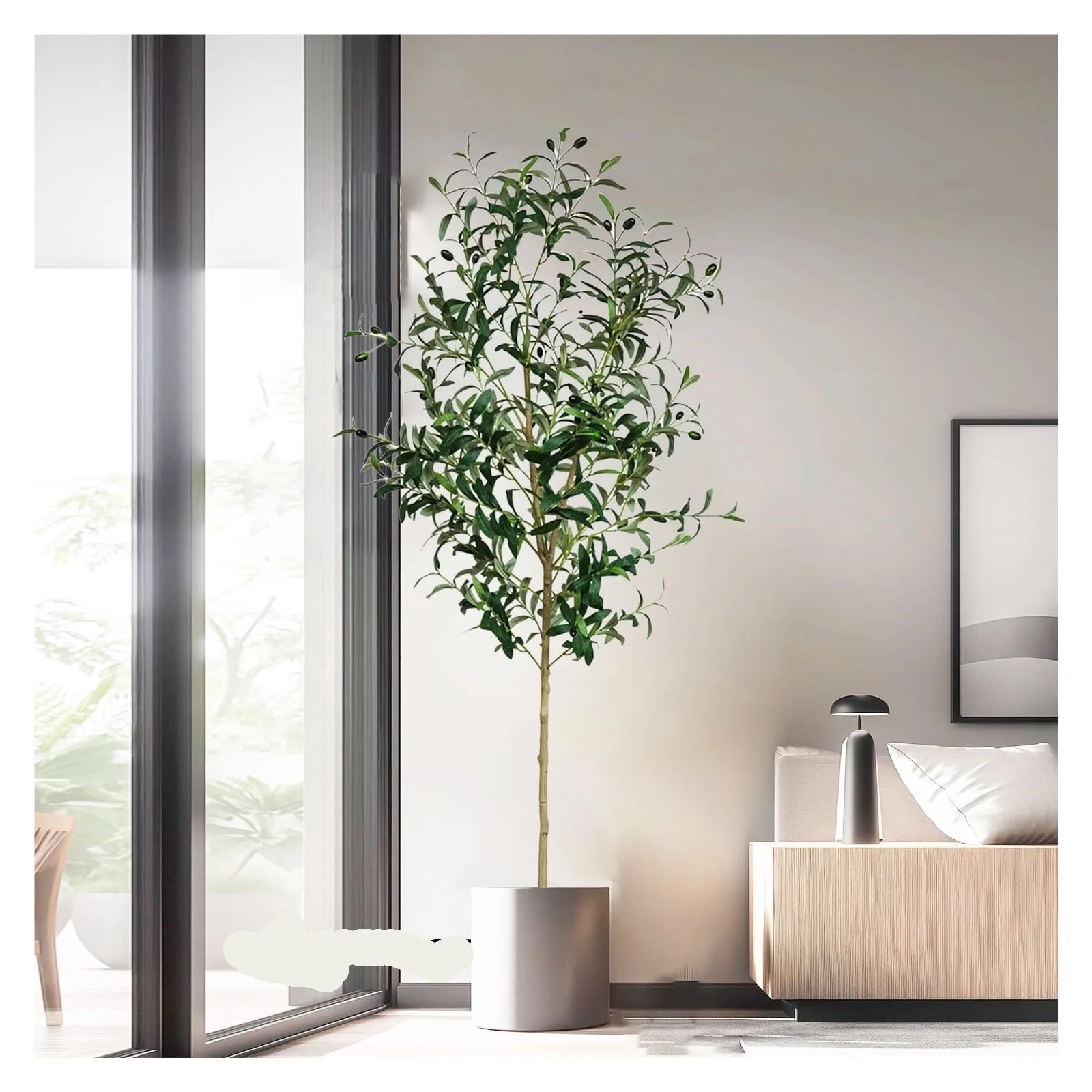Künstliche Tannenzweige 120–180 cm künstlicher Olivenbaumzweig ohne Topf, Moderne minimalistische Kunstpflanze for Hausgarten, Wohnzimmer, Balkon, Geschäfte, Dekoration(180cm)