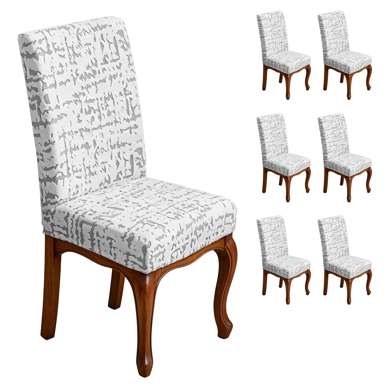 Lot de 6 housses de chaise extensibles gris clair pour salle à manger et banquet