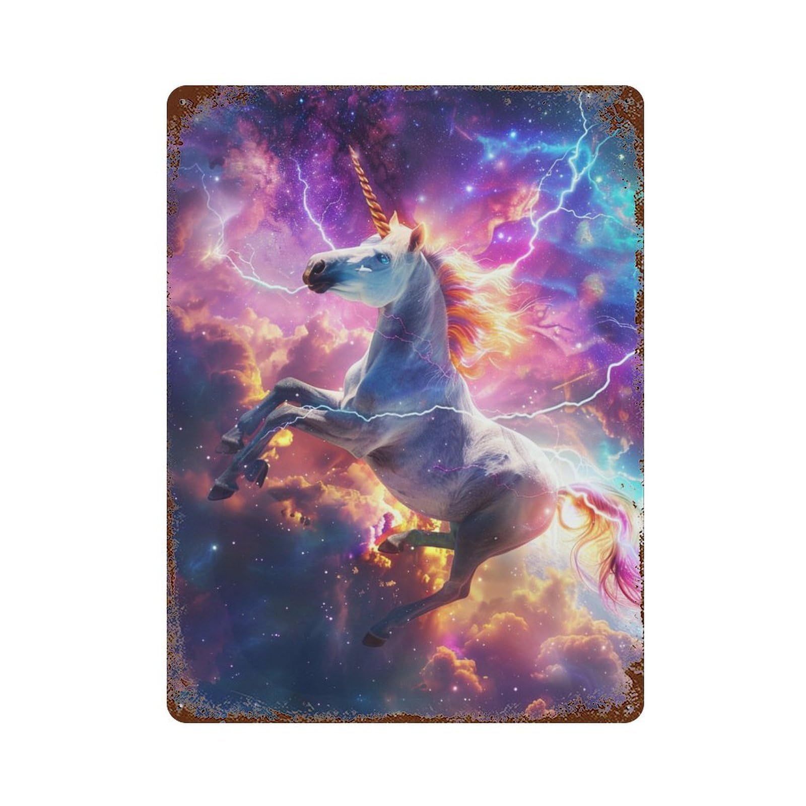 Galactic Unicorn Majesty 15.7"x11.8" Vintage Metal Tin Sign, Novelty Wall Decor for Basement, Hobby Room And Garage Decor