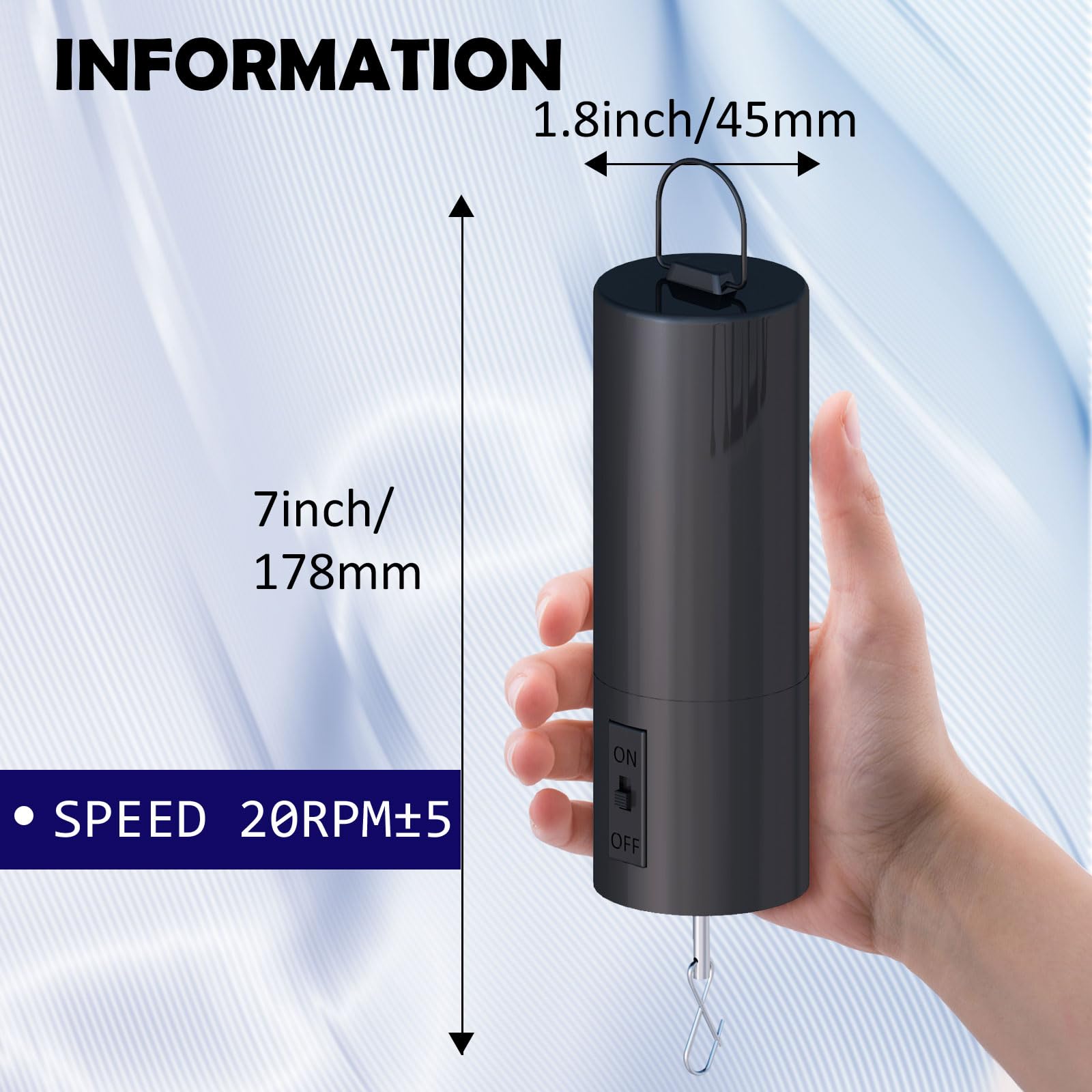 Mini Moteur à Piles 30 Tr/min - Pour éoliennes, Carillons, Mobiles - Support Jusqu'à 1,8 Kg - Noir - 9