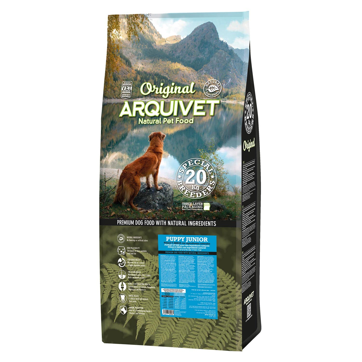 ARQUIVET Original Puppy Junior - 20 Kg - Pienso pollo y arroz para perros cachorros de todas las razas - Comida para perros jóvenes o madres gestantes - Alimento seco para perros - Alimentación canina