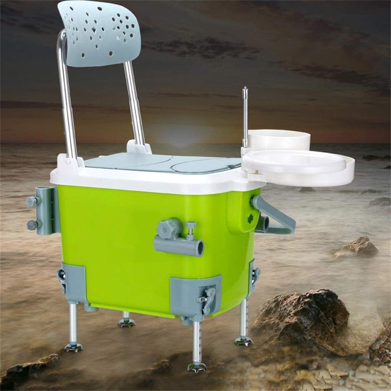 Cassetta Pesca Porta Accessori Scatola Da Pesca Secchio Attrezzatura Multifunzionale Accessori Con Schienale Pieghevole Valigetta Pesca Portatile