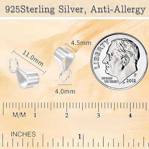 Miniatura 8 de 6 piezas de plata de ley 925 con cierre deslizante y cierre de fianza con bucle cerrado, fianzas S925 para fabricación de joyas fabricadas en Italia