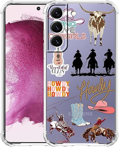 Miniatura 1 de Funda transparente de vaquera para Galaxy S22 Plus, diseño de howdy de la vida campestre occidental para niños y niñas, funda transparente de TPU