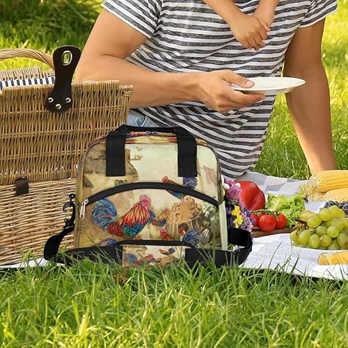 Miniatura 2 de Lonchera con aislamiento de pollo, estilo vintage, con diseño de gallina, bolsa de almuerzo, organizador de aperitivos para mujeres, hombres y