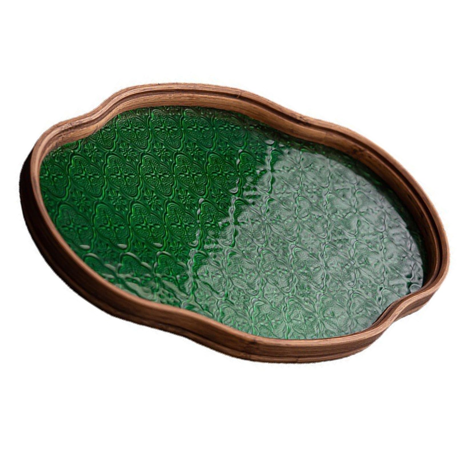 Avejjbaey Florals Glass Tray for Afternoon Tea and Home Decoration with Rounded Edges and Sturdy Construction Glass Tray