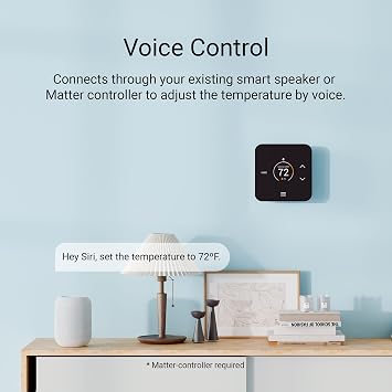 TQ1-BL Black Smart Thermostat for Home, Programmable WiFi with Matter Protocol for Temperature Control, C-Wire or Power Bridge - Works with Apple Home, Google Home - termostato inteligente WiFi