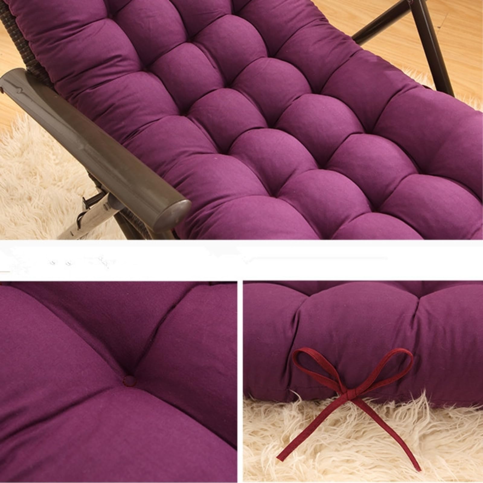 Cojín reclinable para tumbona, almohada ligera, funda para silla de columpio, funda cómoda con tiras antideslizantes para patio, oficina, hogar (azul zafiro, 150 * 45 cm)