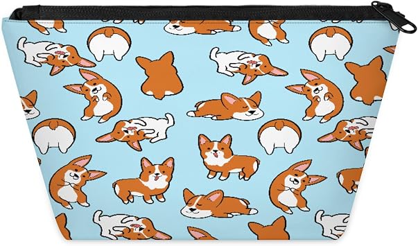 QsirBC Waterproof Makeup Bag Travel Cosmetic Pouch Multi Functional Organizer for Women Travel Gym Camping Gifts Cute Dogs