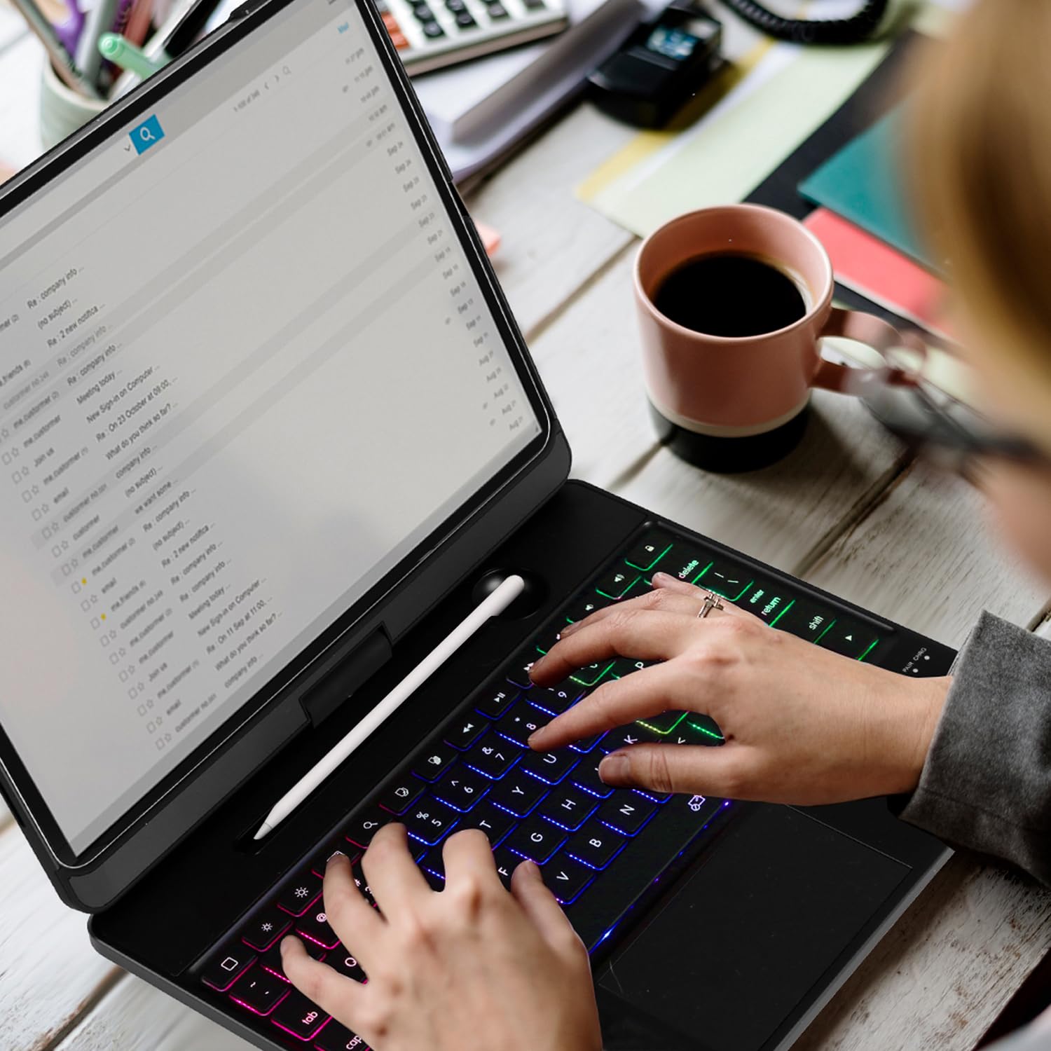 LENRICH Funda Para IPad Pro 12.9 Con Teclado De 6ª Generación 2022/5ª - Foto 7