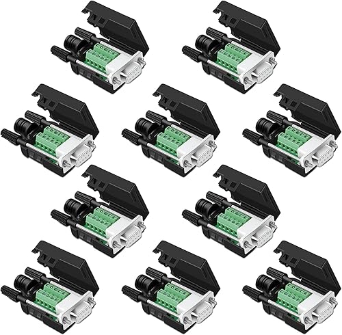 10 adaptadores seriales DB9 hembra sin soldadura RS232 D-SUB, 0.630 in más delgado 9Pin terminal de puerto sin soldadura placa de ruptura a presión disponible en Yaxa Peru