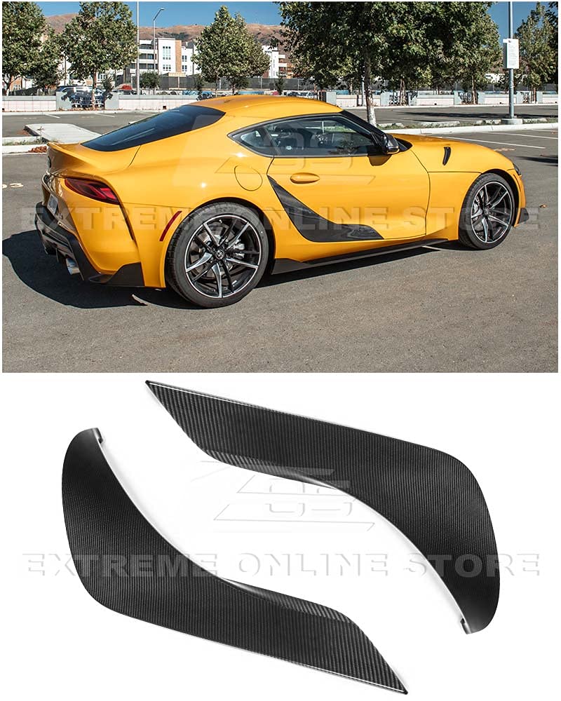 Replacement For 2020-Present Toyota Supra | Factory Style CARBON FIBER Side Fender Vent Door Garnish Pair DG-266-BKCF