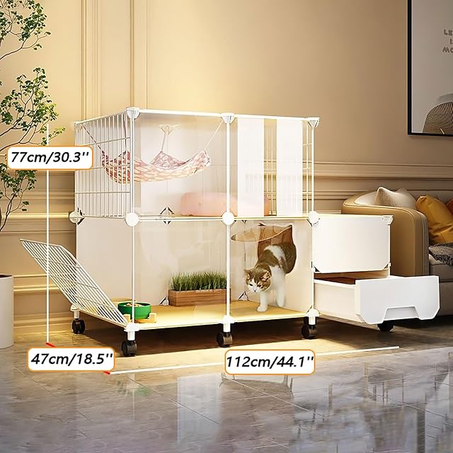 Foto 2 de 7 de Jaula para Gatos de Interior, recintos para Gatos con Rueda, Parque Infantil para Gatos, Cerca para Gatos
