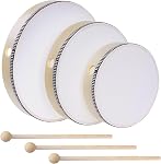 Nydotd 3pcs Hand Drum Percussion Wood Frame Drum with Drum Stick 10 Inch 8 Inch 6 Inch Percussion Instruments Musical Performance Pro (Wood Color, 12 Inch 10 Inch 8 Inch)