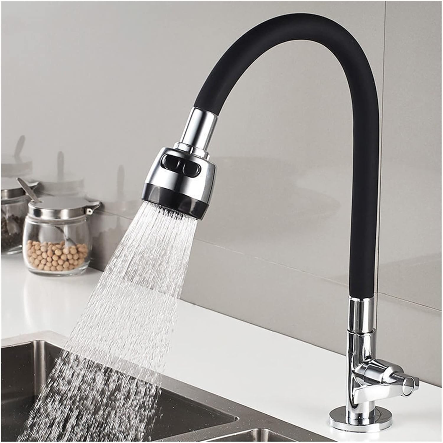 Kitchen Wall Type Universal rotatable Copper Vegetable Basin Single Cold Water Faucet Balcony Washing Water mop Pool Faucet (Color : Black a)