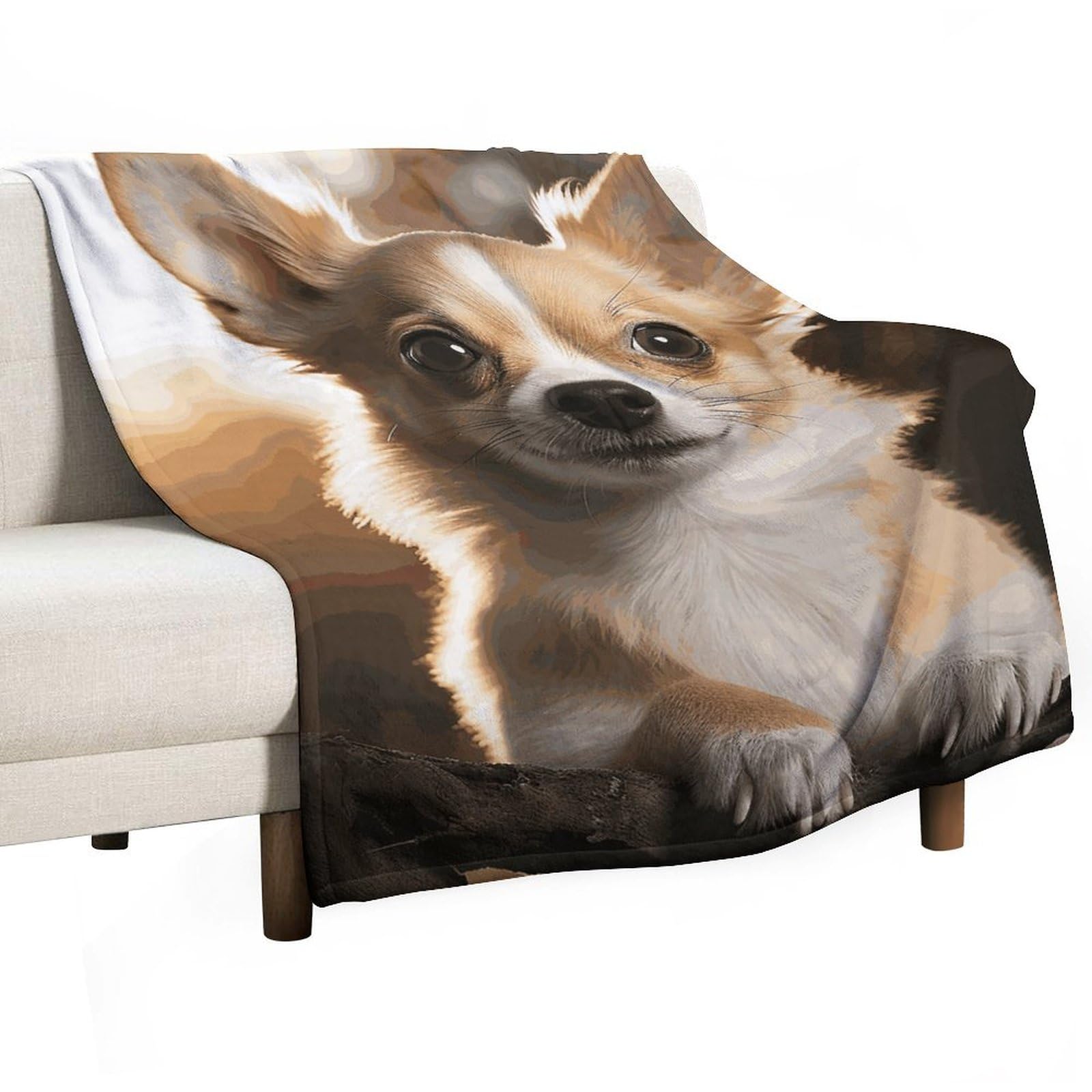 Plaid flanelle motif chihuahua idée cadeau mignon pour lit et voyage