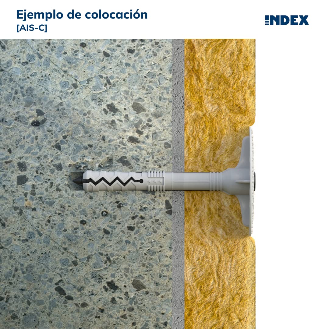 INDEX A PERFECT FIXING - AISC10180 [AIS-C] Taco con clavo de poliamida para fijación de paneles aislantes y rehabilitación de fachadas (SATE), Homologado, Ø10 x 180 mm, 200 unidades