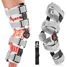 Hinged Knee Brace, Adjustable Rom -10 -120  Telescopic 50-62cm Length, Breathable Aluminum Frame Stabilizer Fits 160-204cm Height, Acl Mcl Injury Meniscus Repair Post-op Support for Men Women