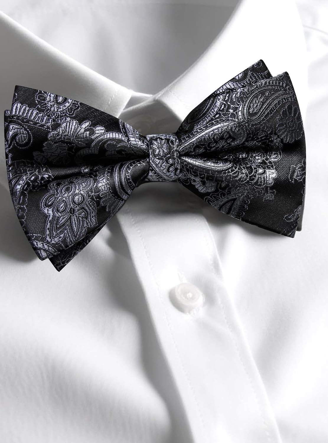 Paisley Bow Tie for Men Silk Pre-tied Bowtie and Pocket Square Cufflinks Lapel Pin Set Wedding Party Prom