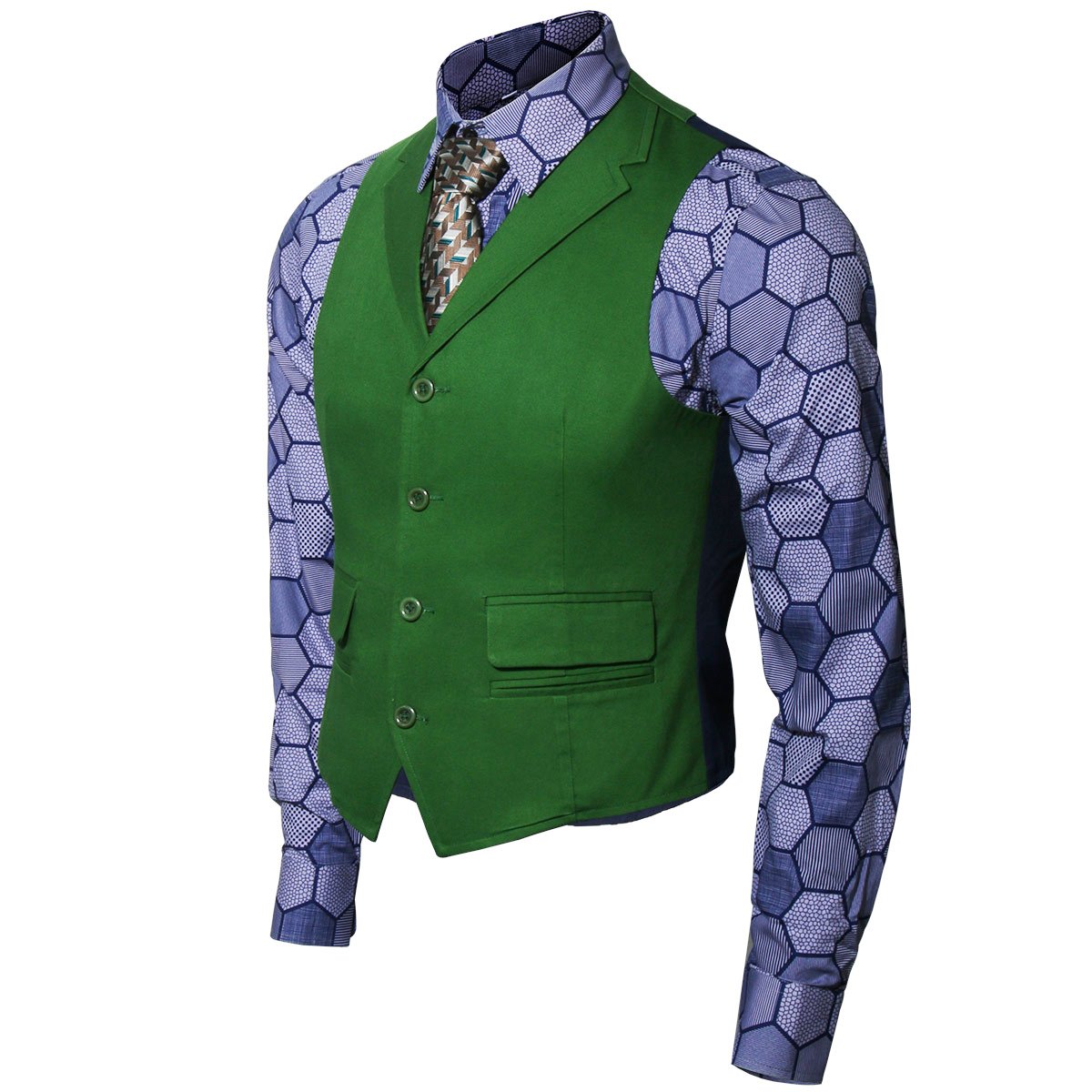 Joker Traje Completo para Disfraces, Joker Camisa, Chaleco, Corbata de Payaso Para Halloween, Cosplay, Navidad