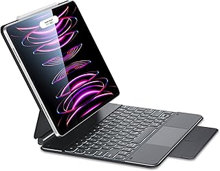 ESR iPad Keyboard Case for iPad Pro 12.9 inch (3rd, 4th, 5th, 6th Generation), Easy-Set Floating Cantilever Stand, Precision Multi-Touch Trackpad, Multi-Color Backlit Keys, Magic Keyboard, Black