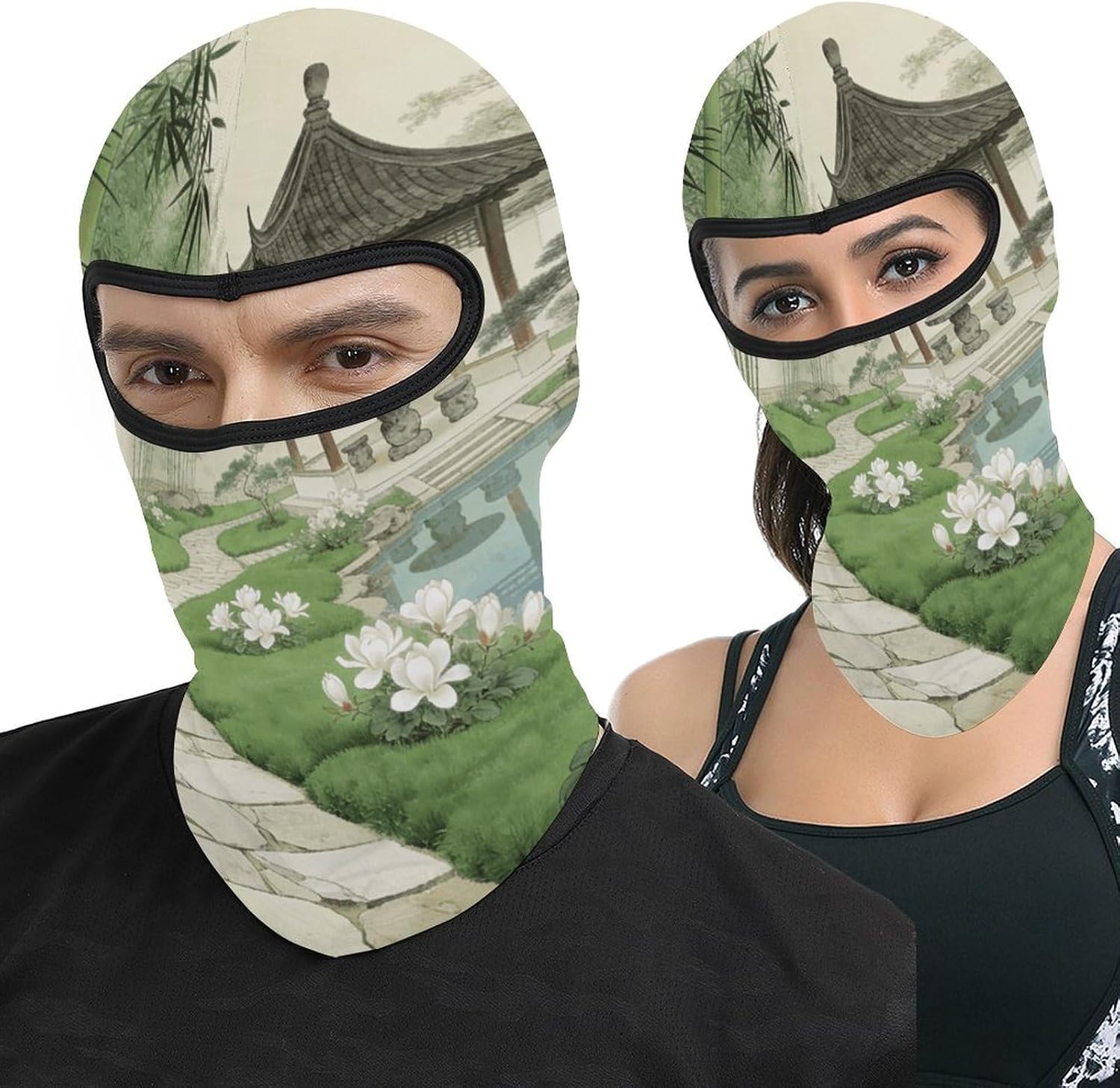 Bamboo Paths, Pavilions and Ponds Balaclava Ski Mask for Men Women Windproof Warmth Neck Gaiter Full Face Cover Neck Warmer Full Face Mask Motorcycle Cold Winter Scarf for Skiing Outdoor Sports