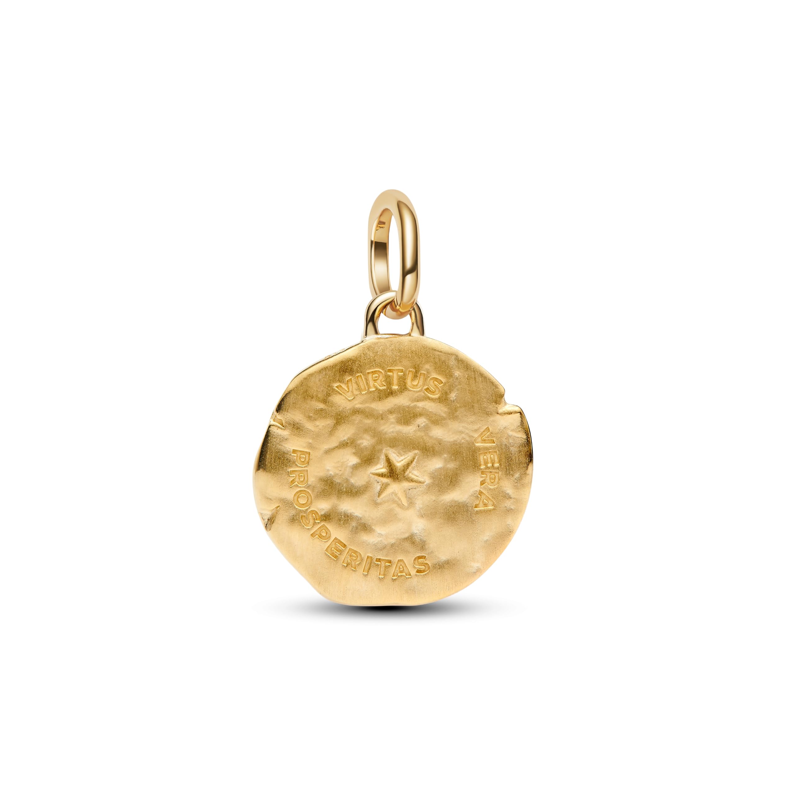 PANDORA Weizen Medaillon Charm, 14 Karat vergoldet, Cubic Zirkonia, Moments und ME