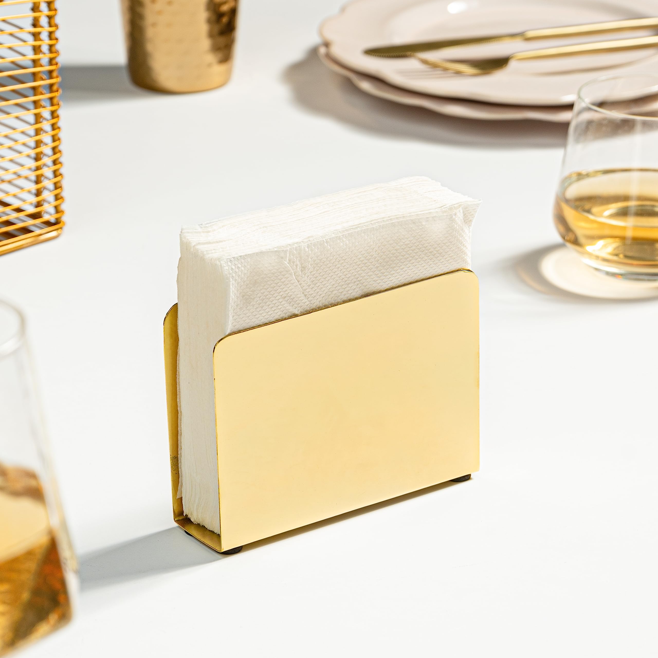 Nestroots Mettalic Napkin Holder for Table | Iron Tissue Paper Stand for Dining Table, Kitchen Countertop, Napkin Dispenser, Room Decor(Gold) (B0C8B857MV) Amazon Price History, Amazon Price Tracker